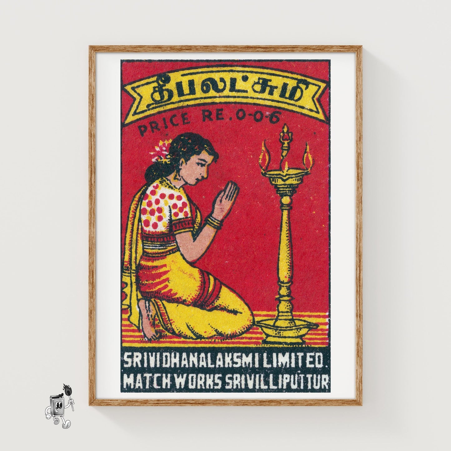 Woman India Mid-Century Matchbox Label - vintage matchbox label print