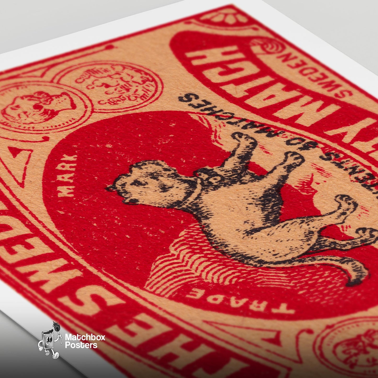 Black Dog - vintage matchbox label print - close-up detail