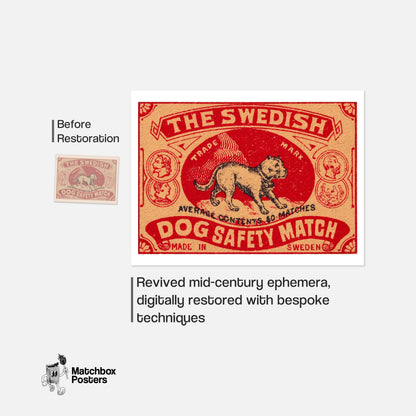 Black Dog - vintage matchbox label print - framed wall art preview
