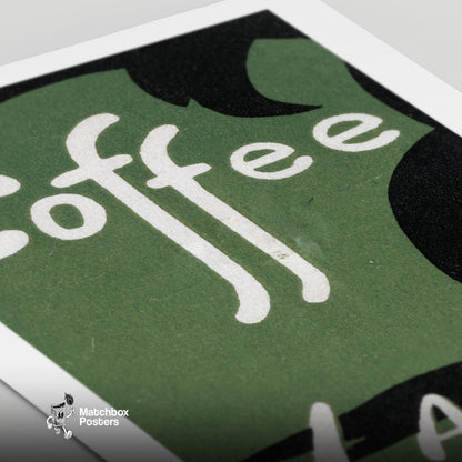 Coffee - vintage matchbox label print - close-up detail