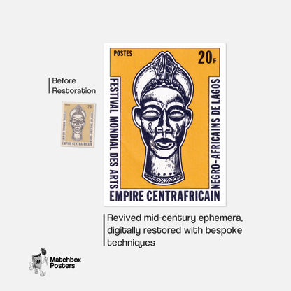 African Mask - vintage matchbox label print - framed wall art preview