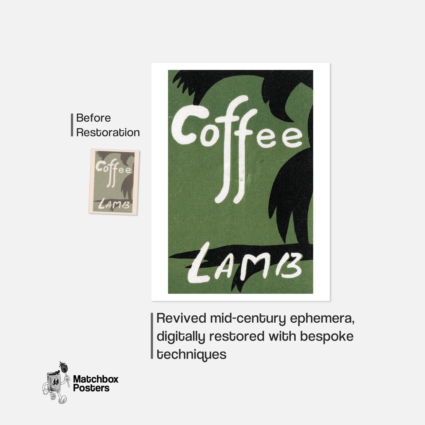 Coffee - vintage matchbox label print - framed wall art preview
