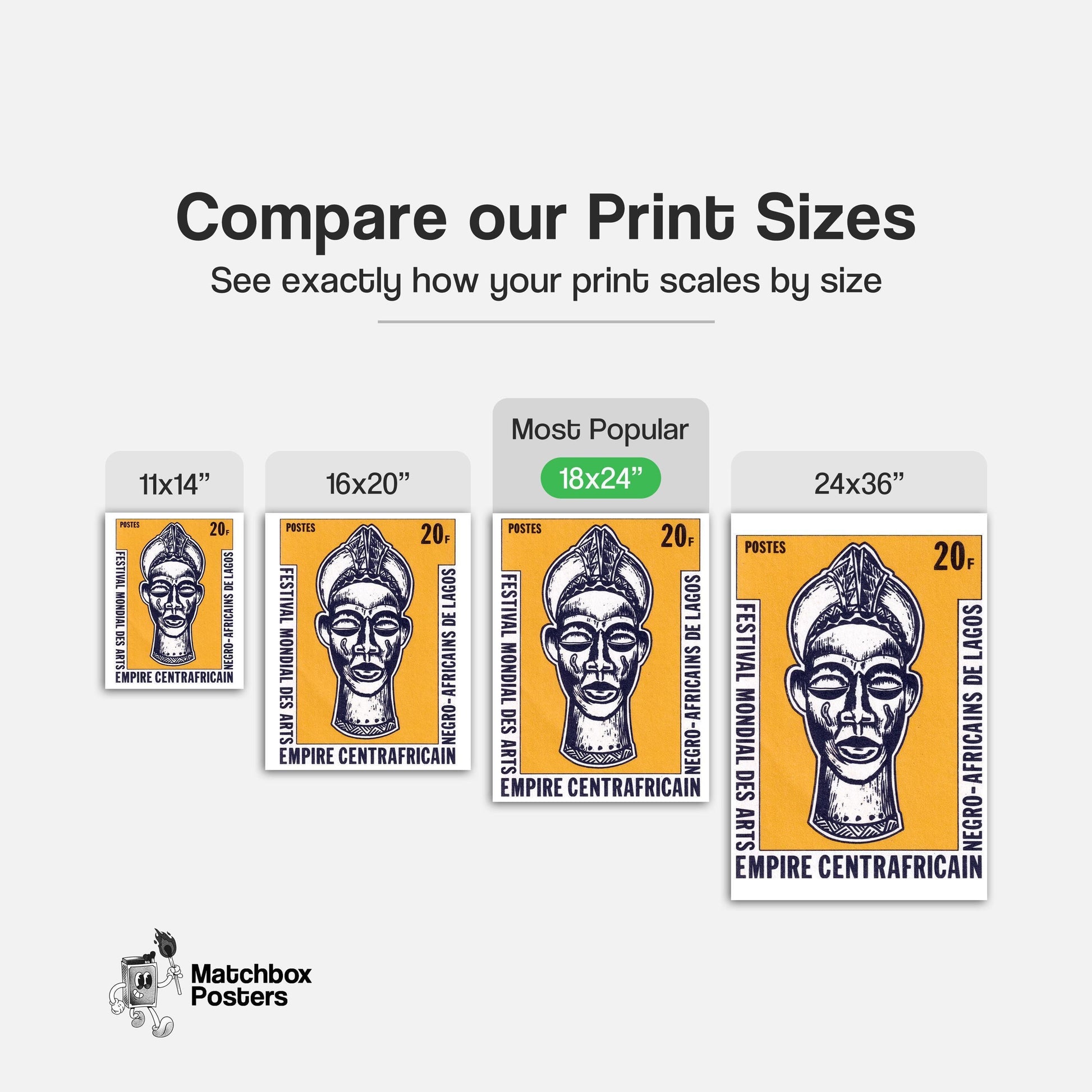 African Mask - vintage matchbox label print - gallery wall preview