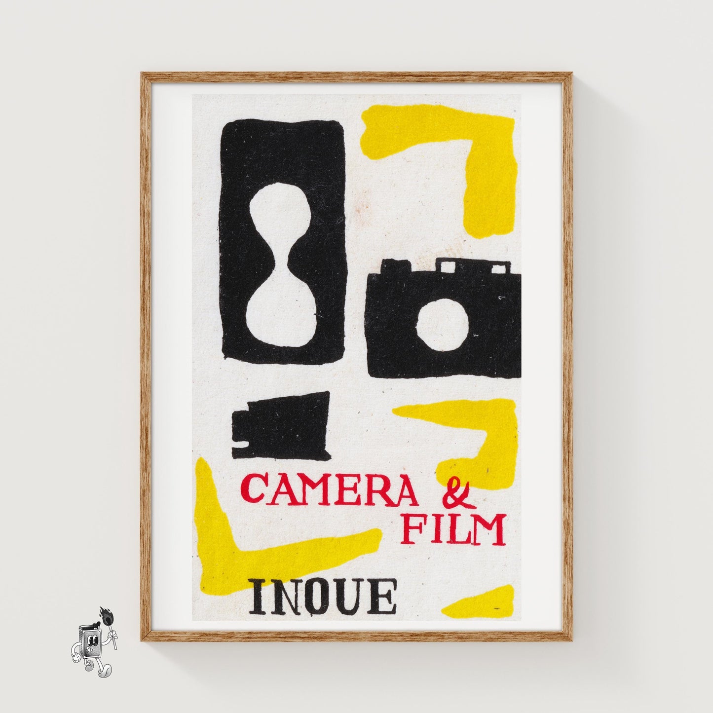 Camera and Film Roll - vintage matchbox label print