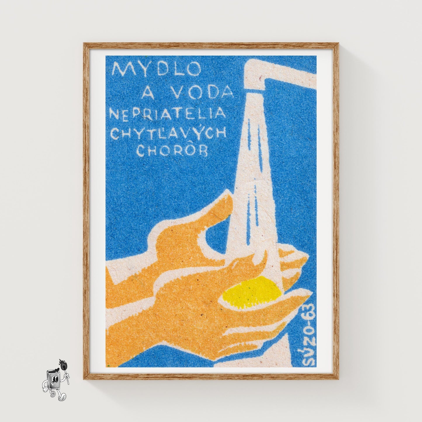Hands Holding A Bar Of Soap Under Running Water - vintage matchbox label print