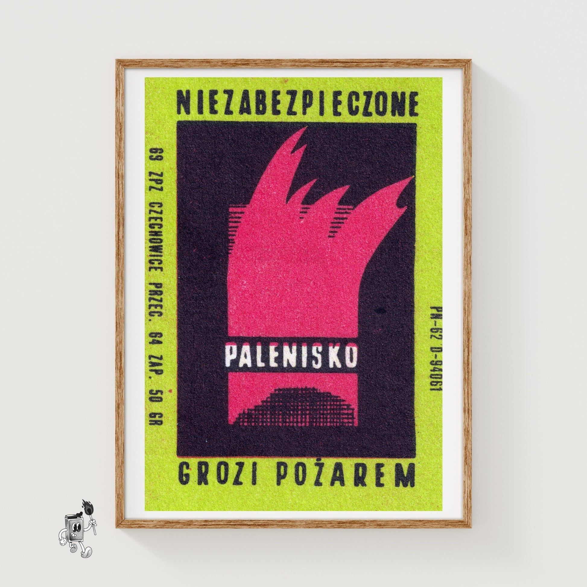Red Flames - vintage matchbox label print