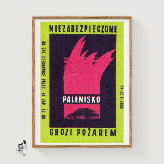 Red Flames - vintage matchbox label print