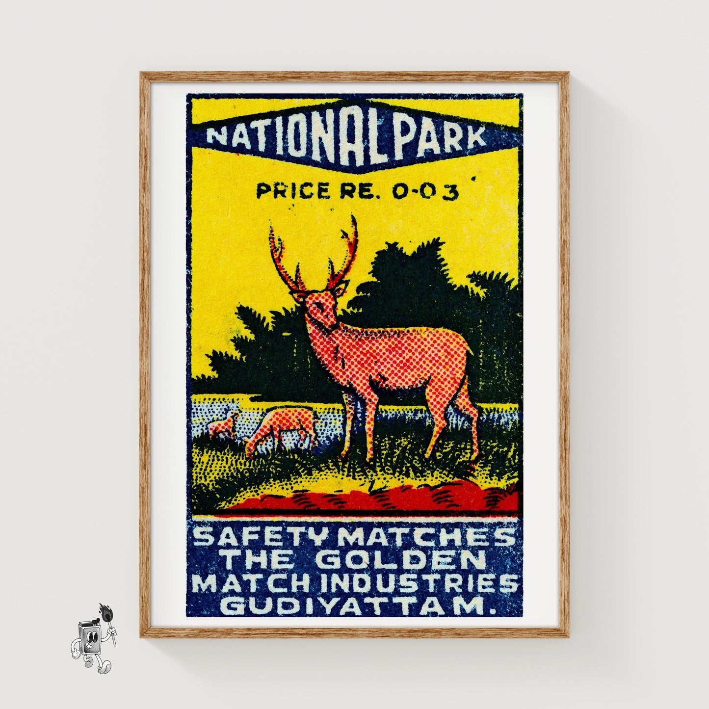 Red Deer - vintage matchbox label print
