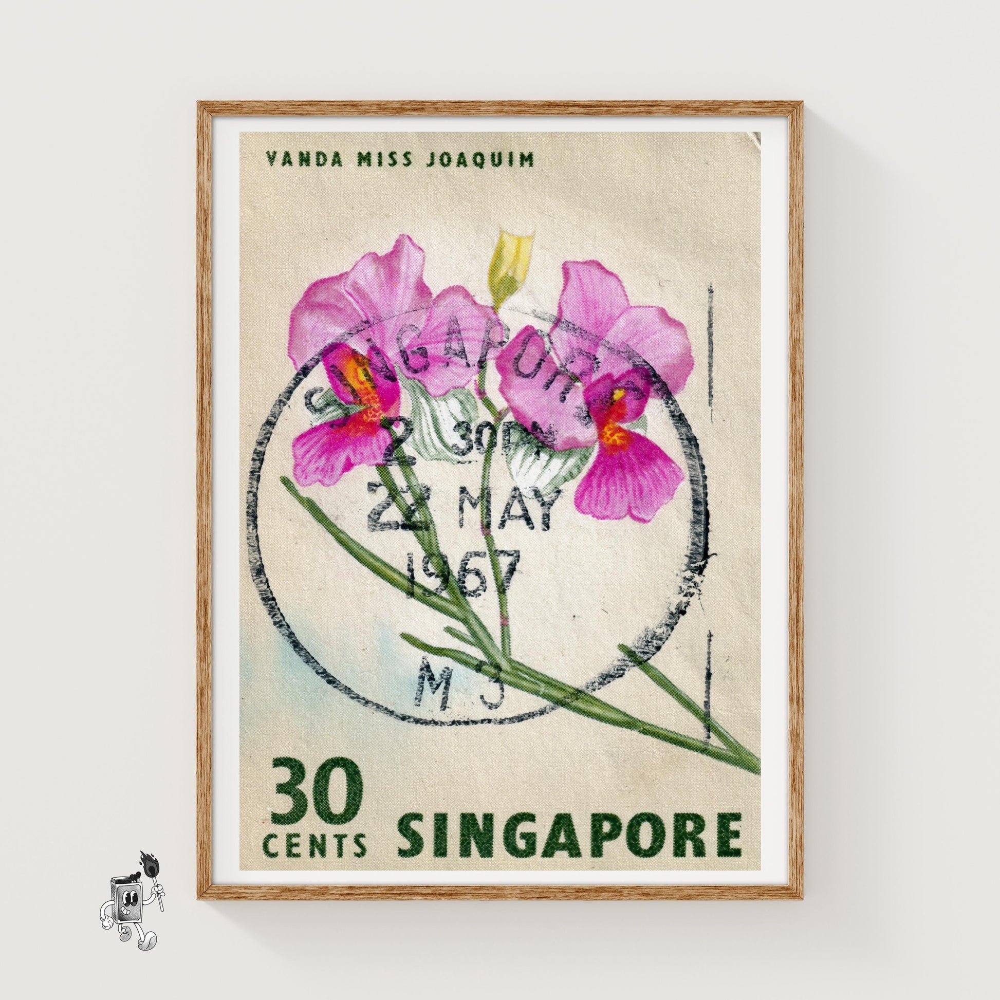 Vanda Miss Joaquim Orchid - vintage matchbox label print