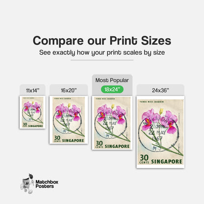 Vanda Miss Joaquim Orchid - vintage matchbox label print - gallery wall preview