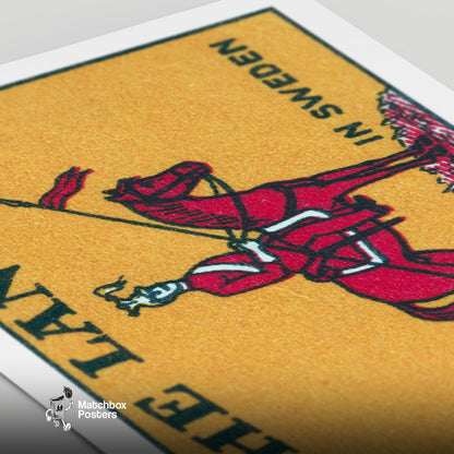 Lancer Sweden 1920s-30s Matchbox Label - vintage matchbox label print - close-up detail