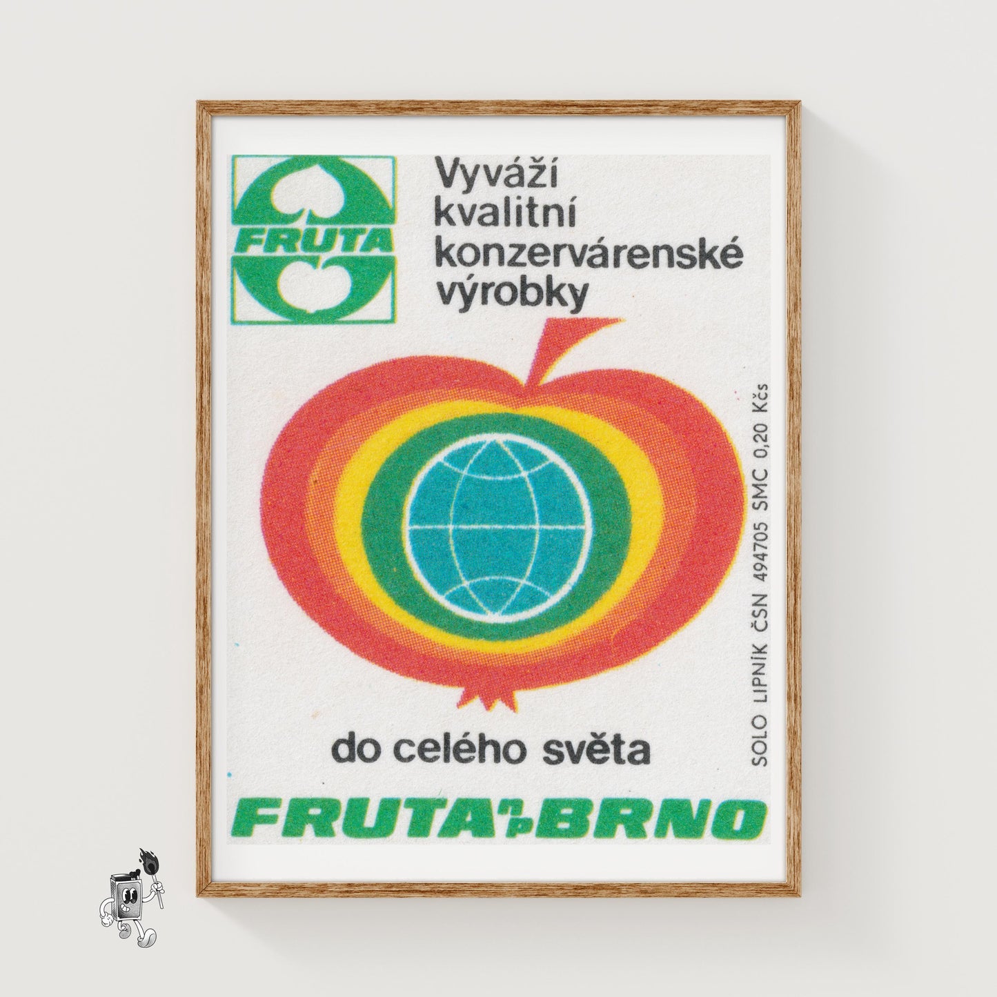 Fruta Brno Apple - vintage matchbox label print
