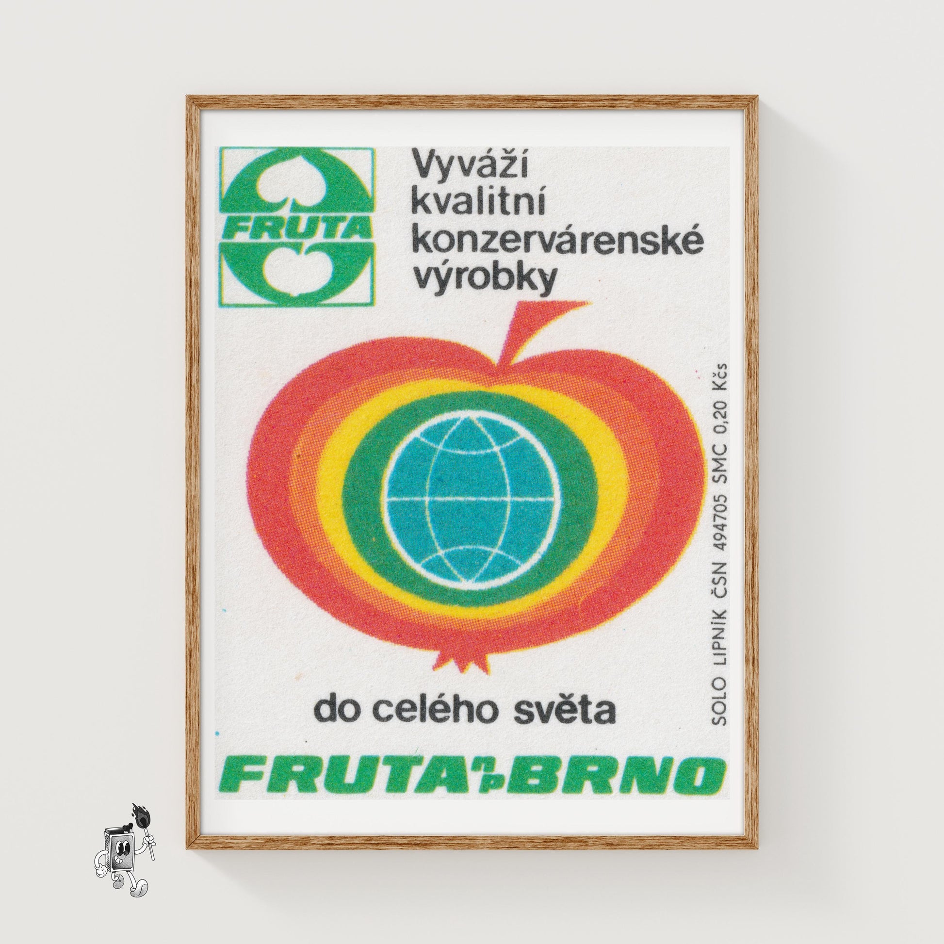 Fruta Brno Apple - vintage matchbox label print
