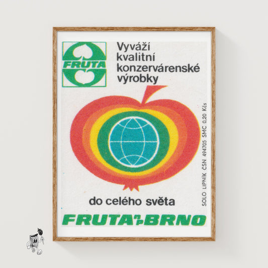 Fruta Brno Apple - vintage matchbox label print
