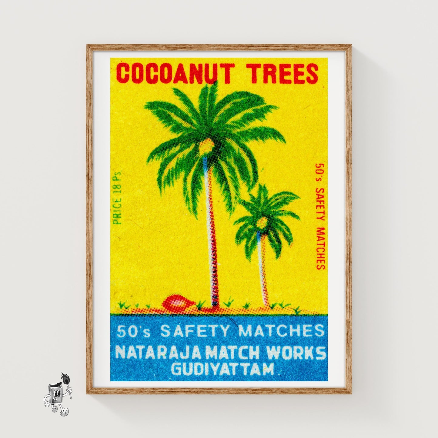 Coconut Trees - vintage matchbox label print