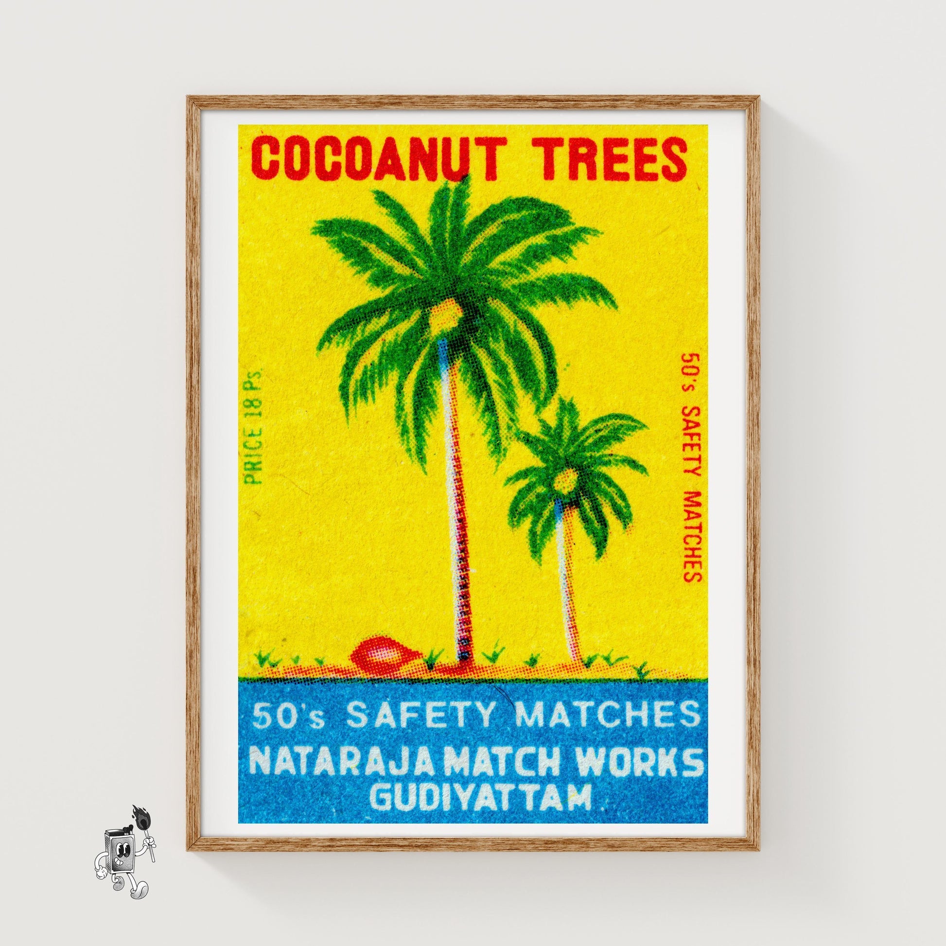 Coconut Trees - vintage matchbox label print