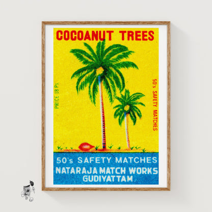Coconut Trees - vintage matchbox label print