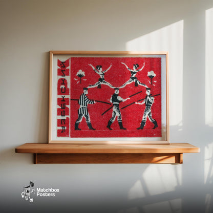 Acrobats - vintage matchbox label print - size comparison