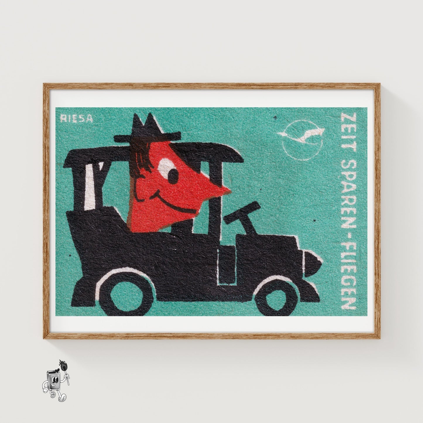 Cartoonish Car - vintage matchbox label print