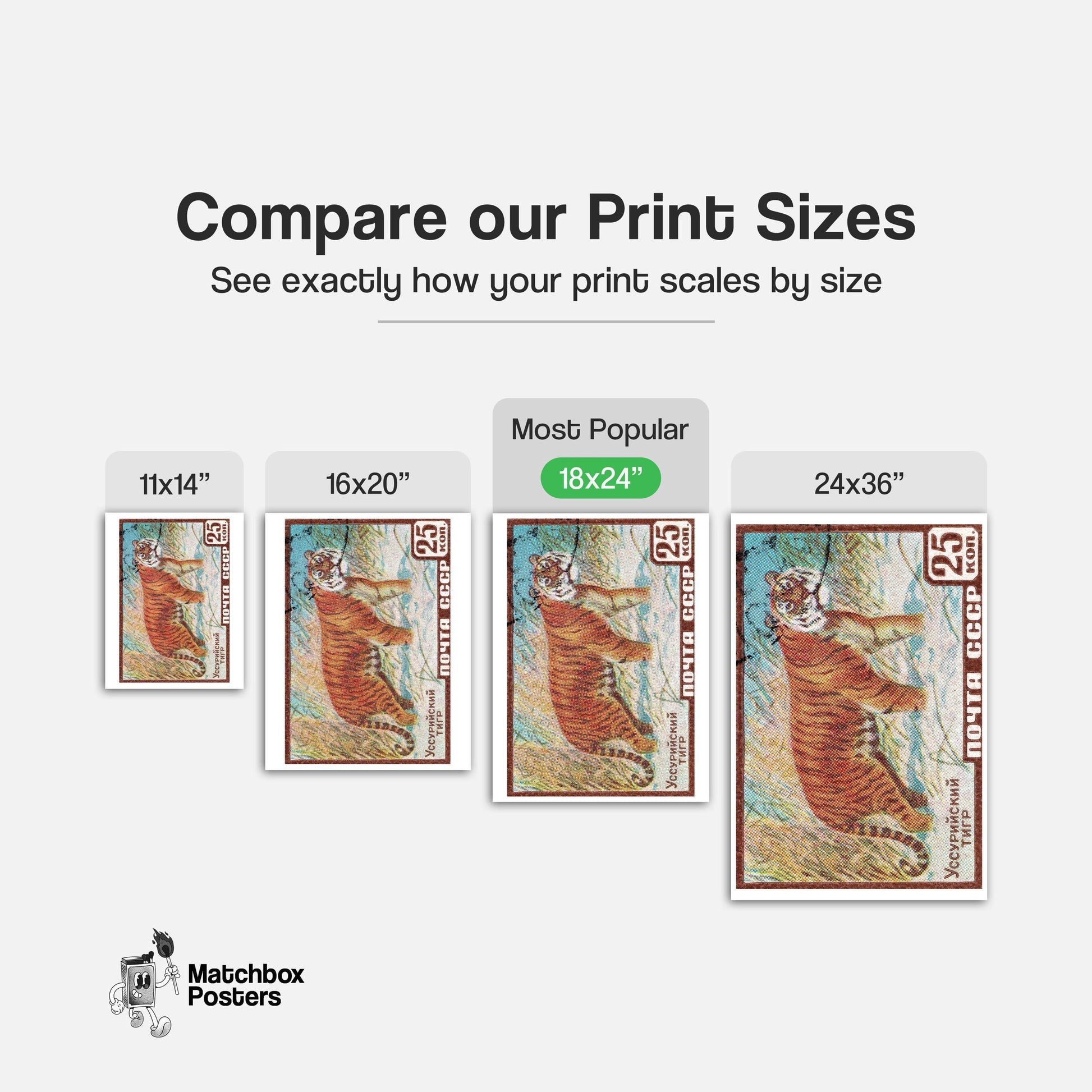 Ussuri Tiger - vintage matchbox label print - gallery wall preview