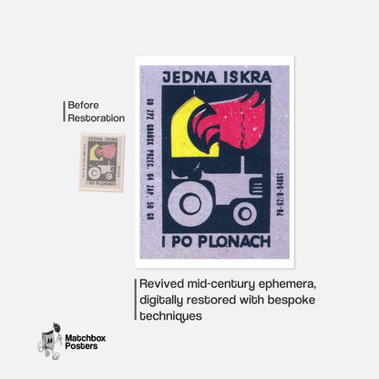 Tractor Poland Mid-Century Matchbox Label - vintage matchbox label print - framed wall art preview
