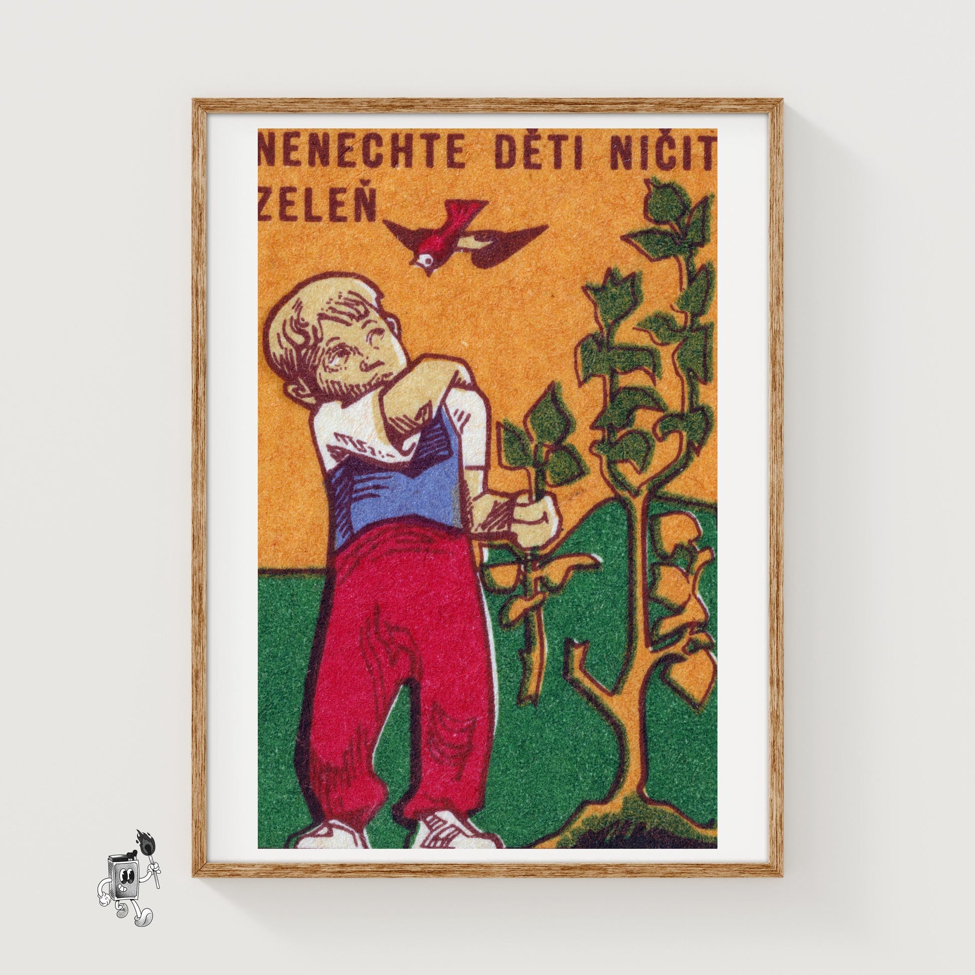 Don't Let Children Destroy Vegetables - vintage matchbox label print
