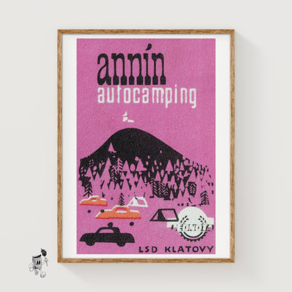 Autocamping - vintage matchbox label print