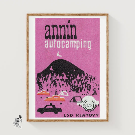 Autocamping - vintage matchbox label print