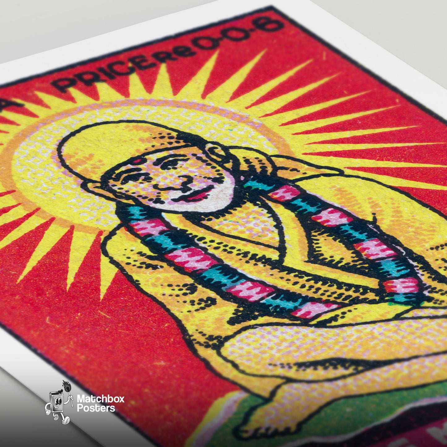 Sai Baba Yogi - vintage matchbox label print - close-up detail