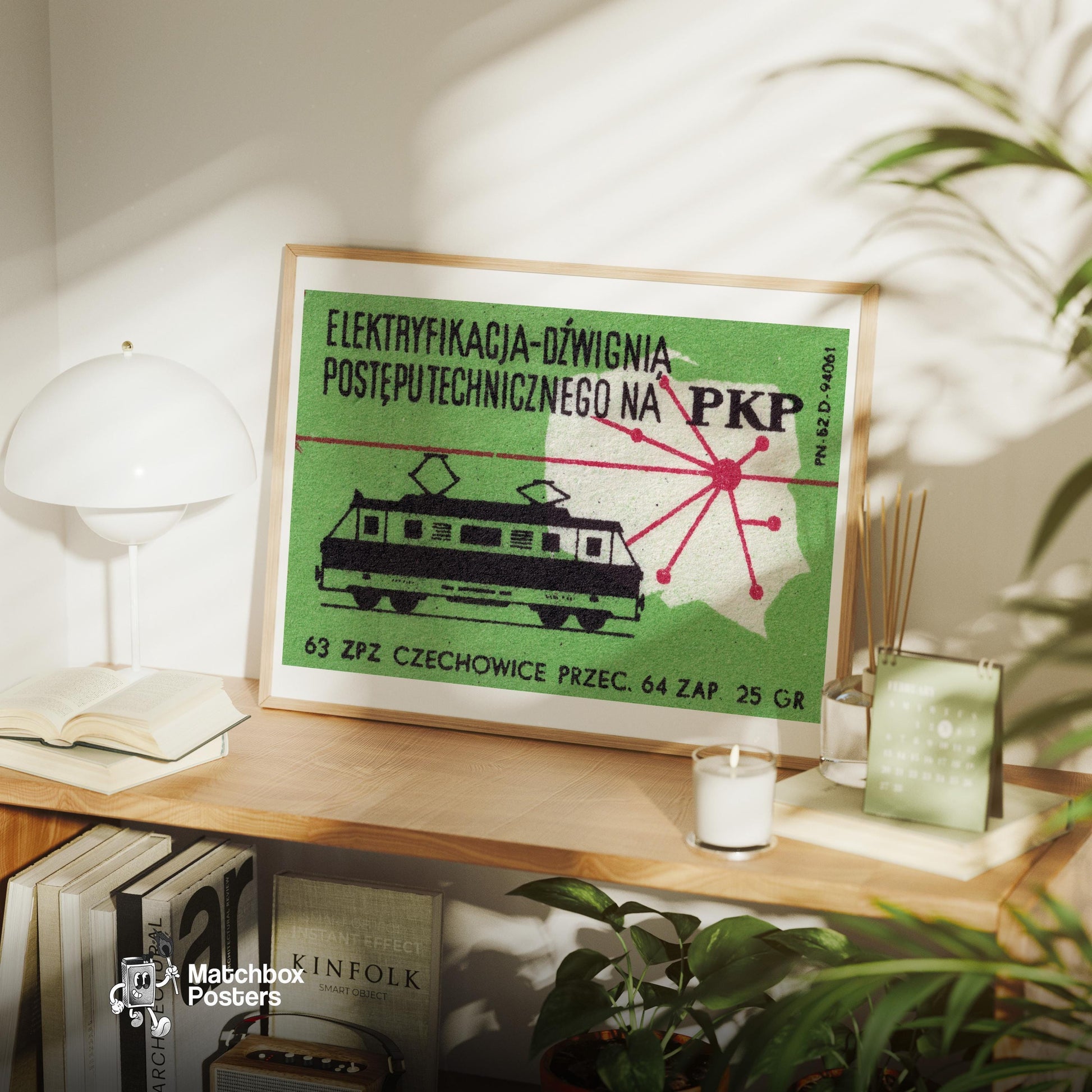 Electric Train - vintage matchbox label print - office wall