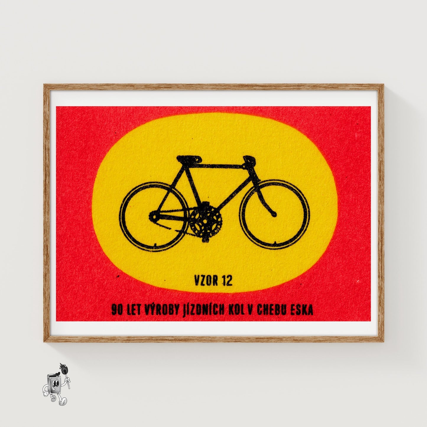 Fixed Gear Bicycle - vintage matchbox label print