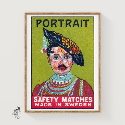 Fashionable Man Portrait - vintage matchbox label print
