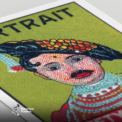 Fashionable Man Portrait - vintage matchbox label print - close-up detail