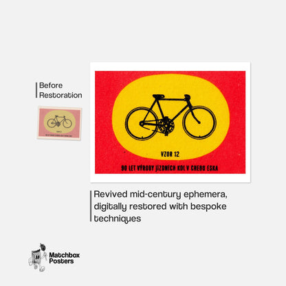 Fixed Gear Bicycle - vintage matchbox label print - framed wall art preview