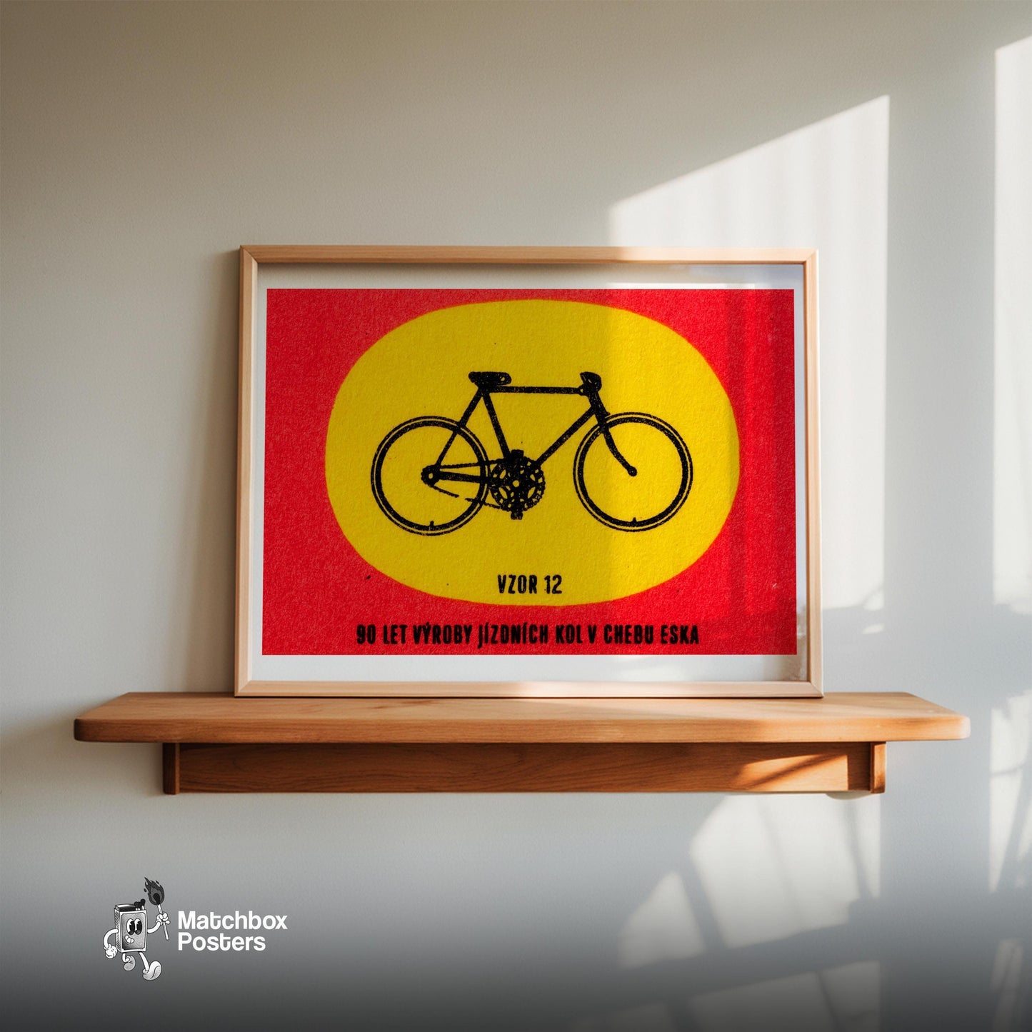 Fixed Gear Bicycle - vintage matchbox label print - size comparison