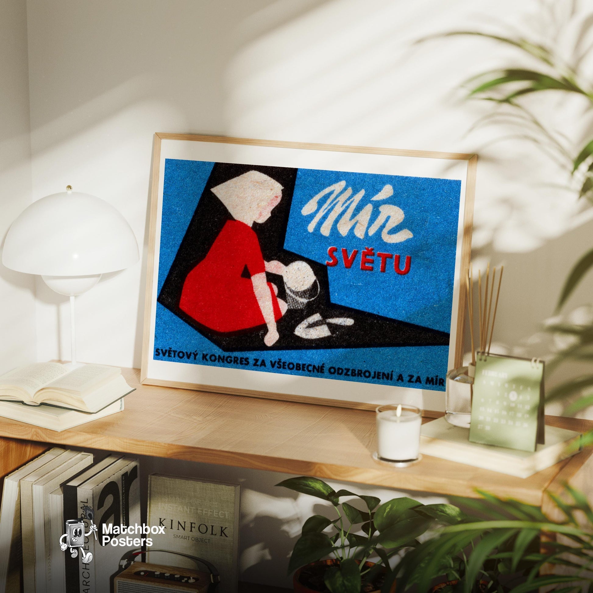 Peace for the World - vintage matchbox label print - office wall