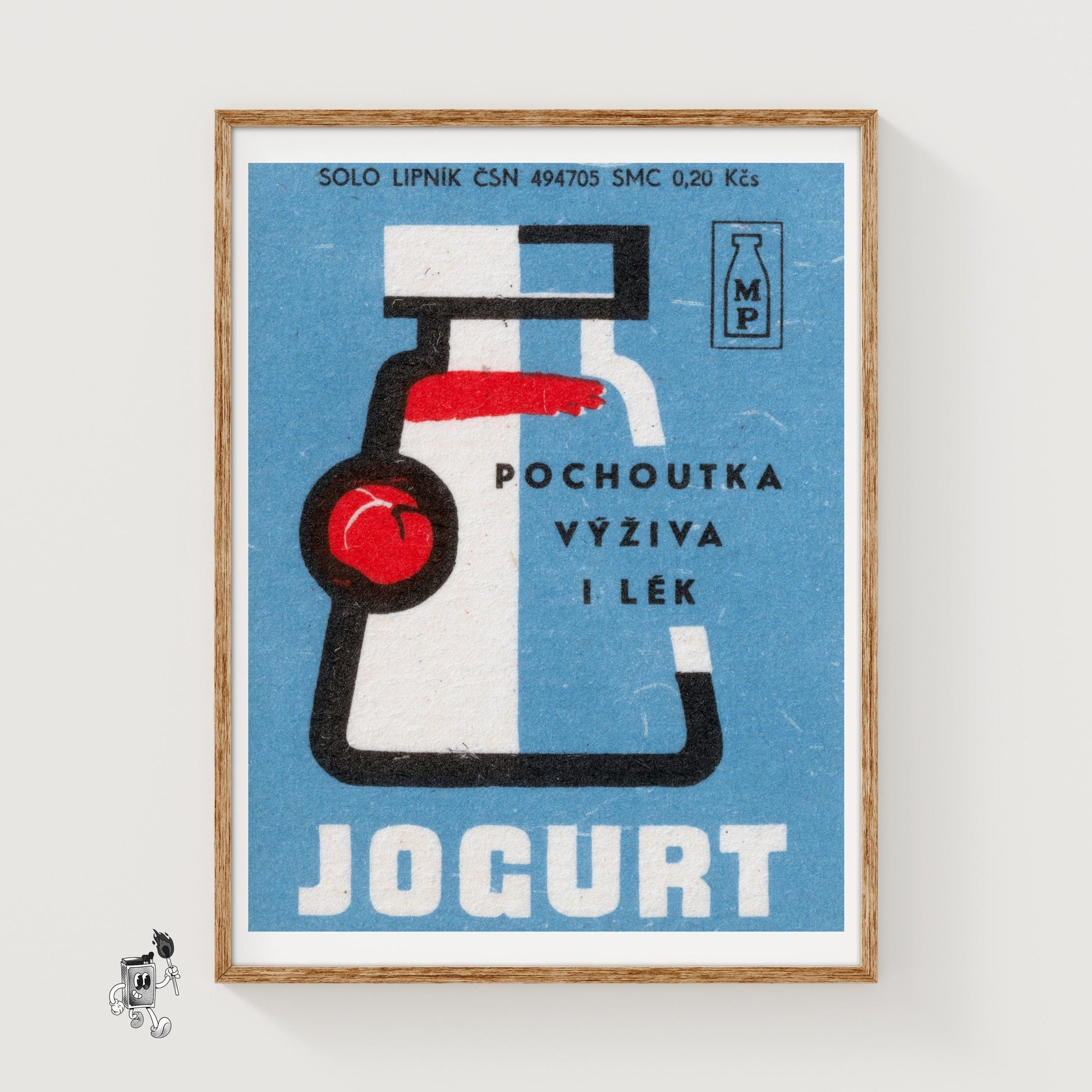 Yogurt Bottle - vintage matchbox label print