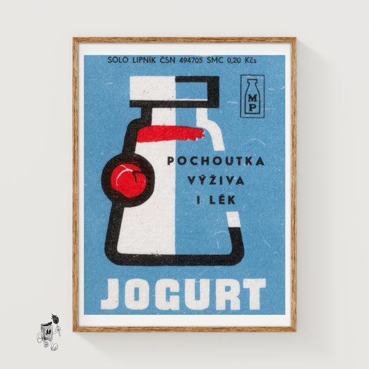 Yogurt Bottle - vintage matchbox label print