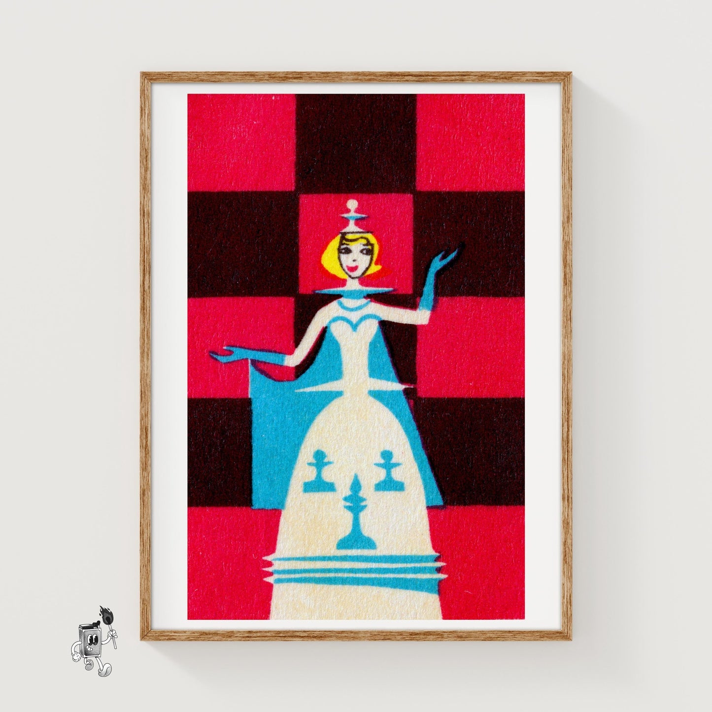 Chess Queen - vintage matchbox label print