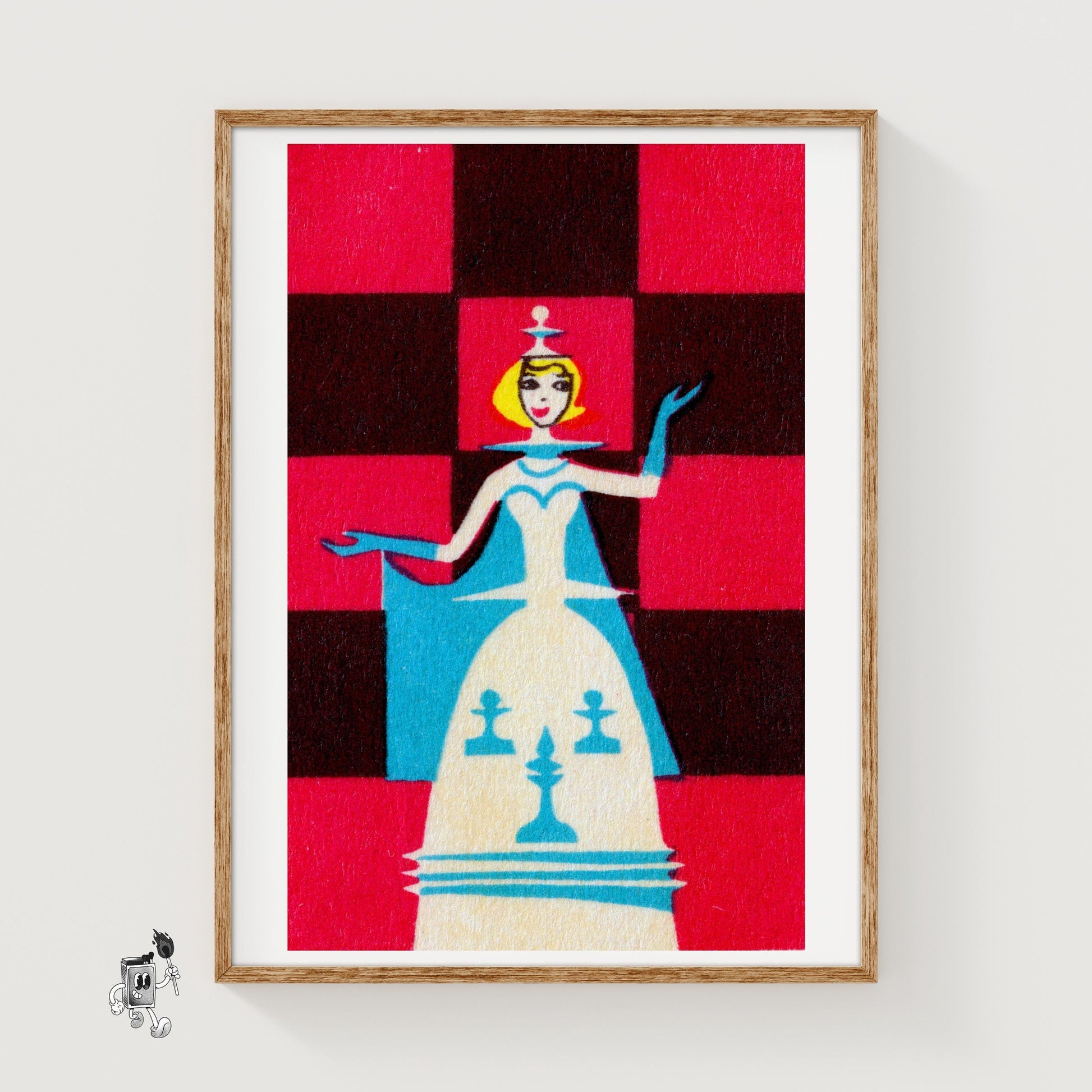Chess Queen - vintage matchbox label print