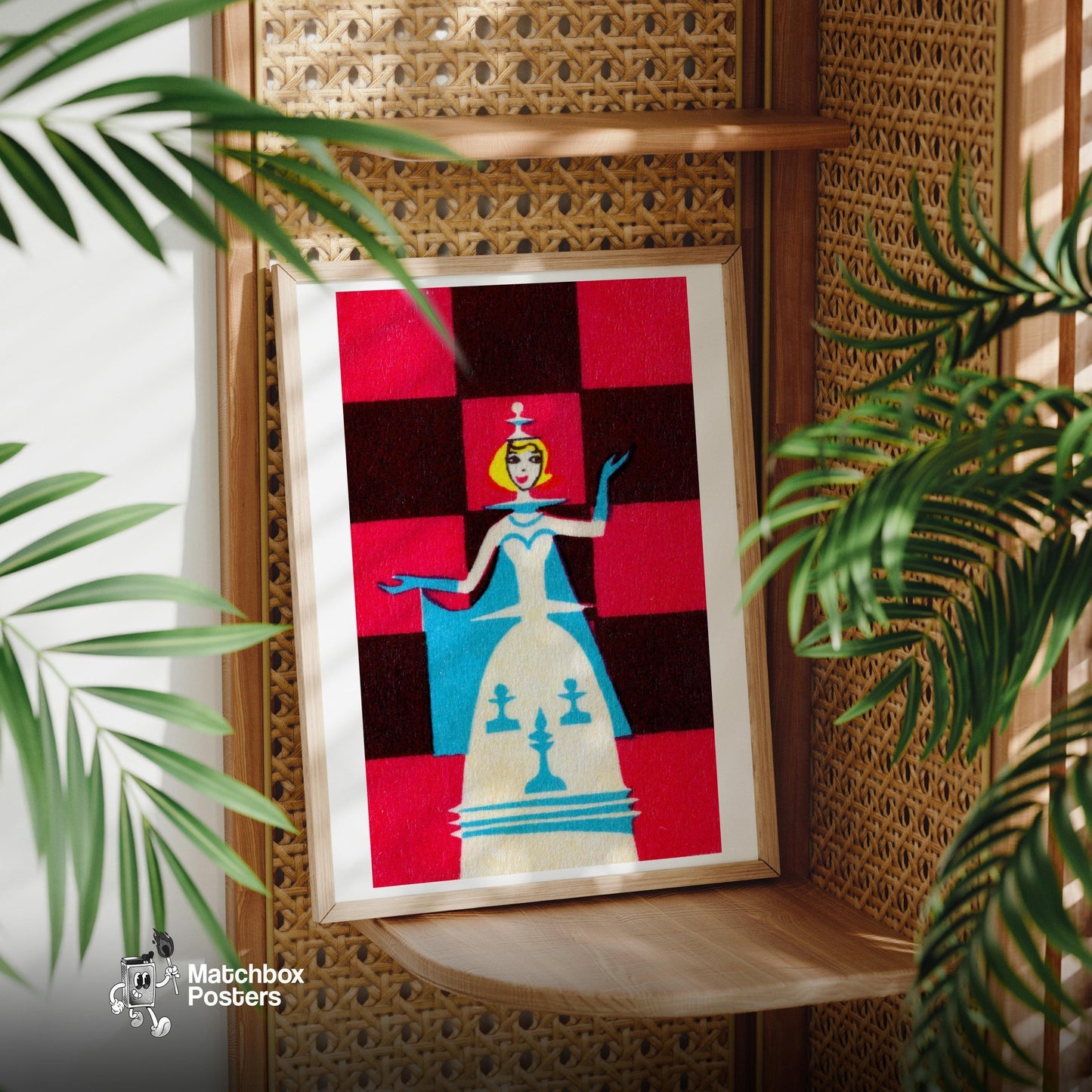 Chess Queen - vintage matchbox label print - office wall