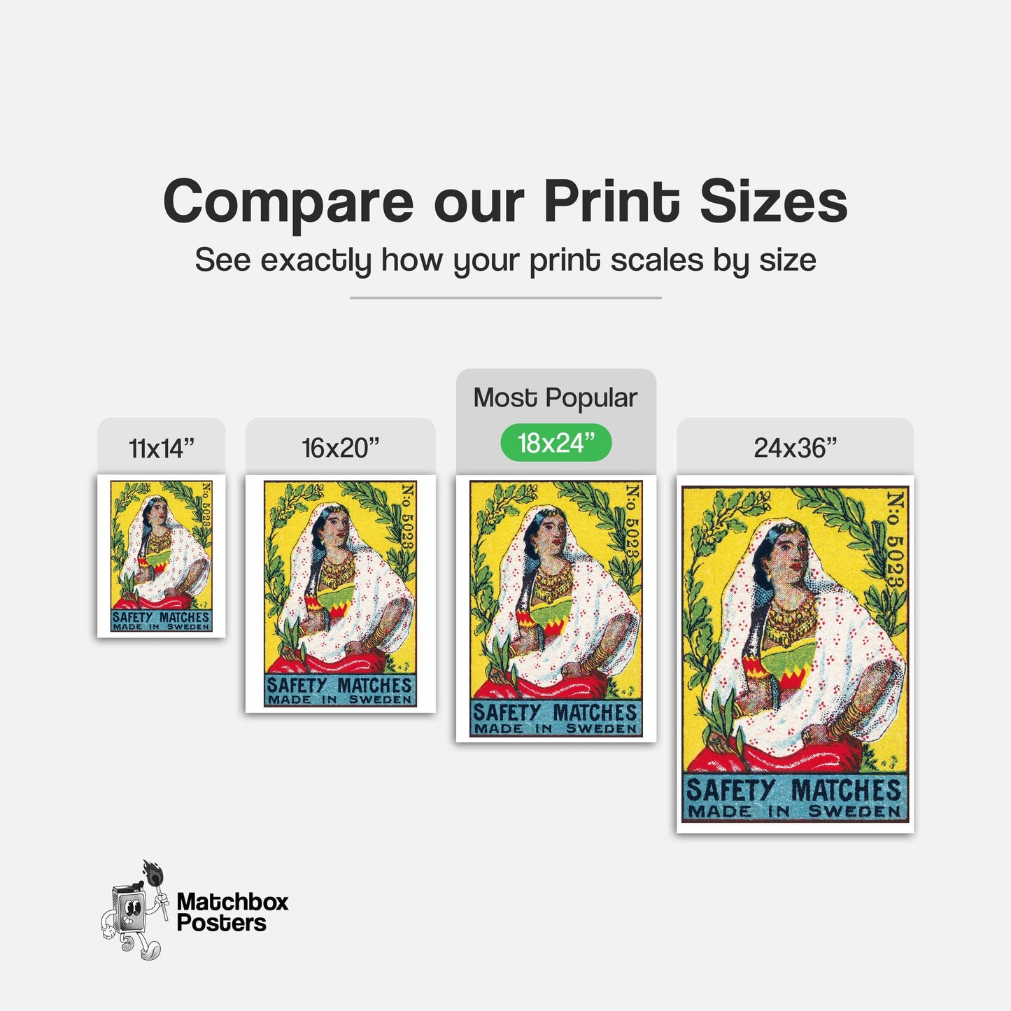 Indian Woman - vintage matchbox label print - gallery wall preview