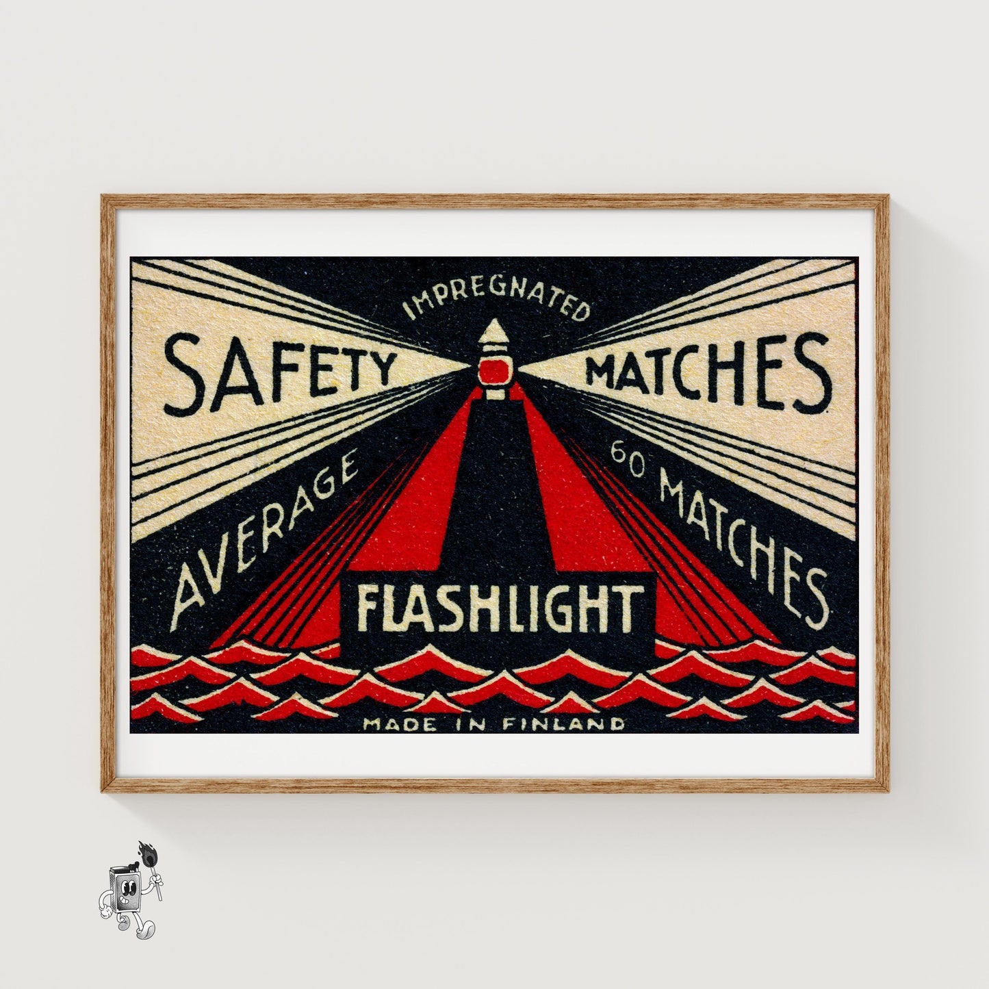 Lighthouse - vintage matchbox label print