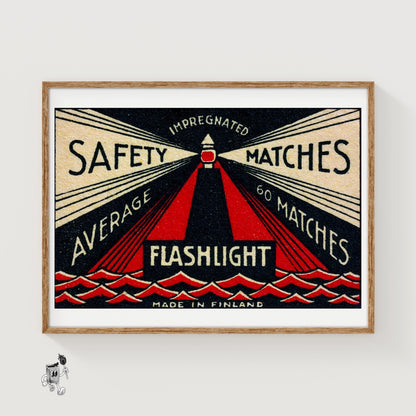 Lighthouse - vintage matchbox label print