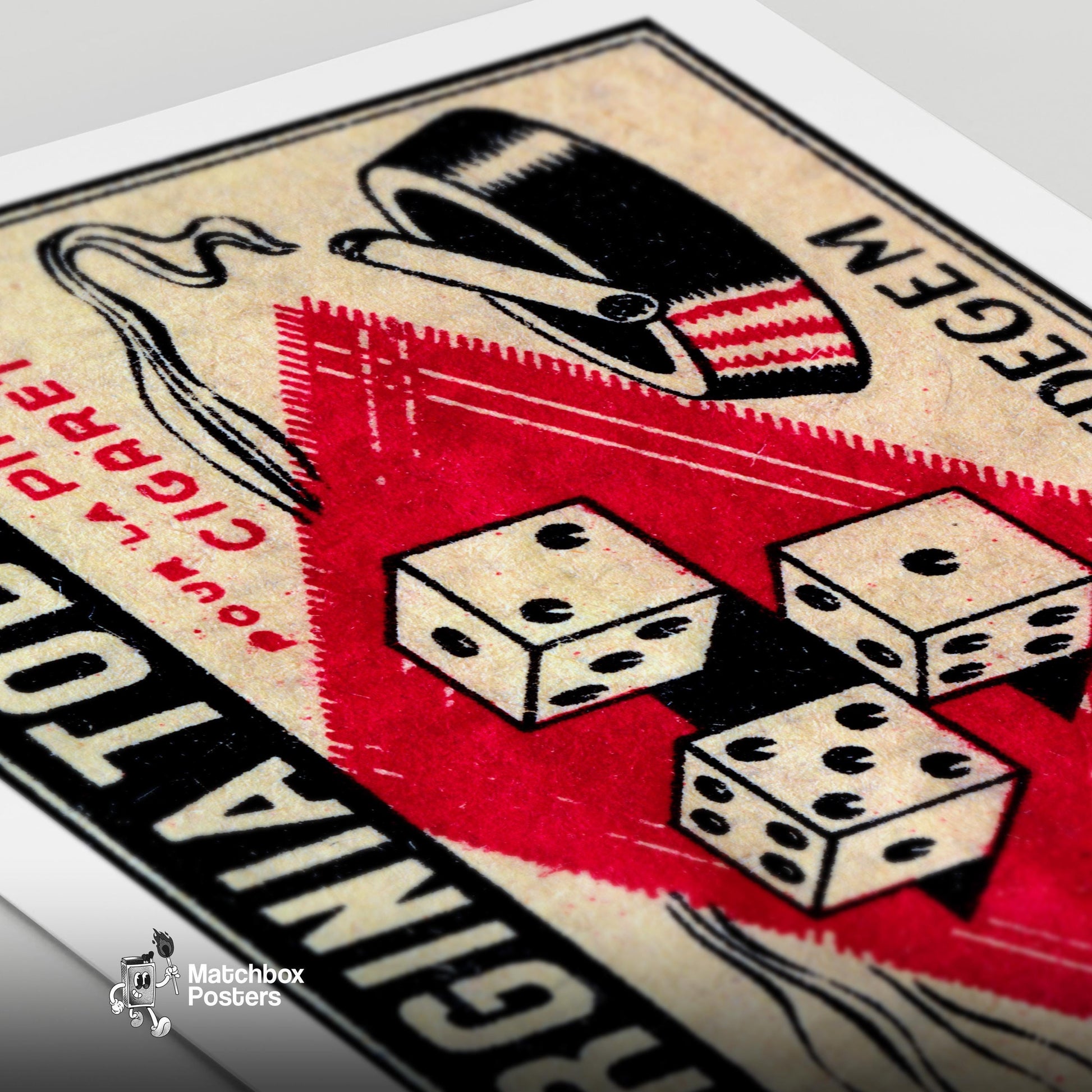 Dice France - vintage matchbox label print - close-up detail