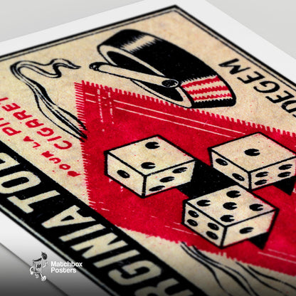Dice France - vintage matchbox label print - close-up detail