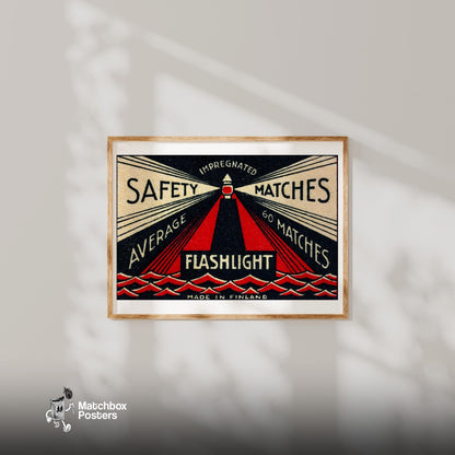 Lighthouse - vintage matchbox label print - bedroom mockup