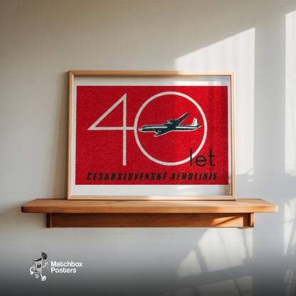 Czechoslovak Airlines 40th Anniversary - vintage matchbox label print - size comparison