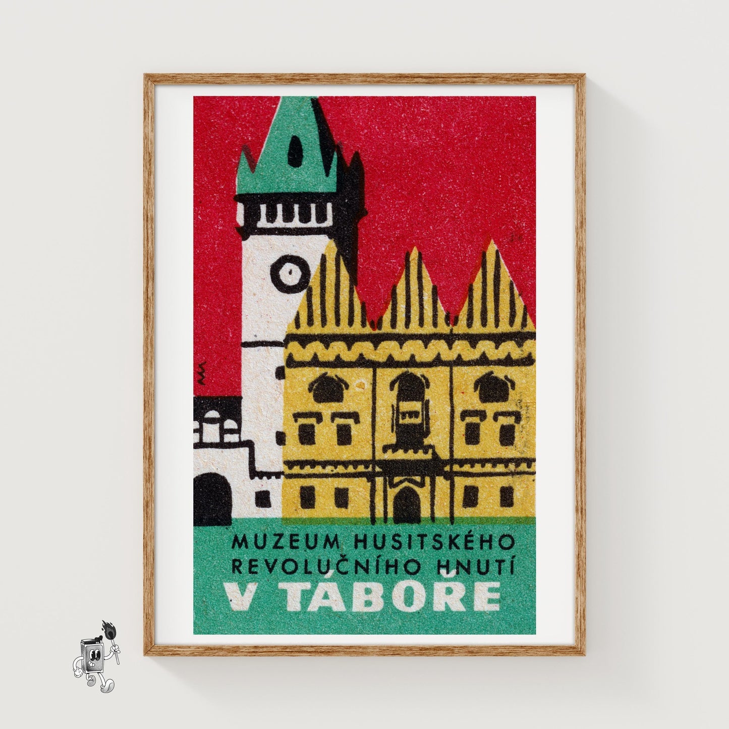 Historical Building Clock Tower - vintage matchbox label print