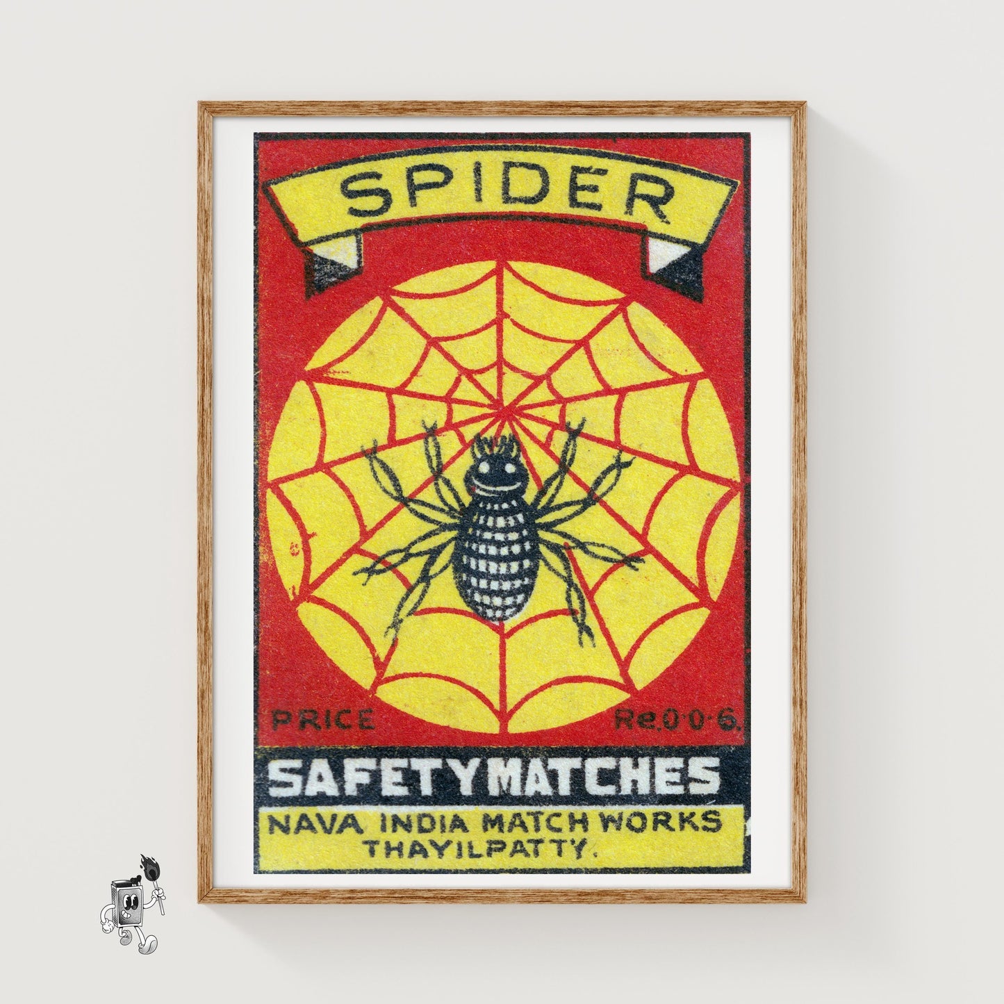 Black Spider - vintage matchbox label print